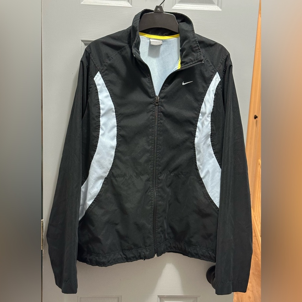 Nike Vintage Windbreaker Full Zip Silver Tag Black/Sky/Blue Sz YOUTH XL 16-18